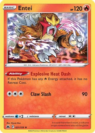 Entei - 021/159 - Crown Zenith Reverse Holofoil