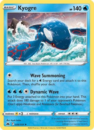 Kyogre - 036/159 - Crown Zenith Reverse Holofoil