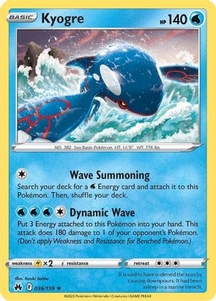 Kyogre 36/159 - Crown Zenith Reverse Holofoil