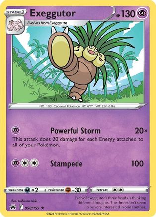 Exeggutor 058/159 - Crown Zenith Reverse Holofoil - Rare