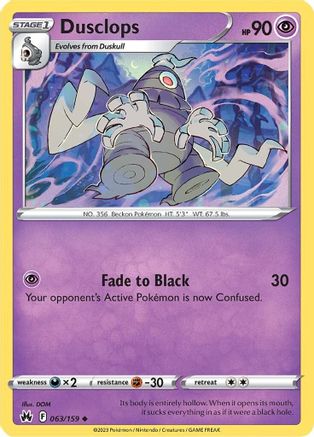 Dusclops - 063/159 - Crown Zenith Reverse Holofoil