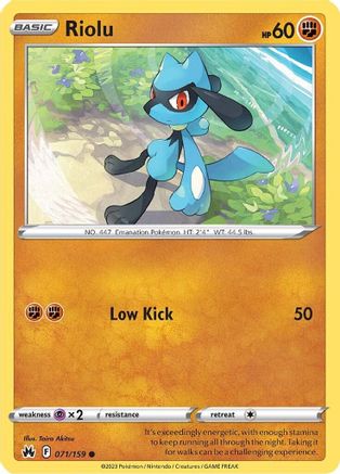 Riolu - 071/159 - Crown Zenith Reverse Holofoil