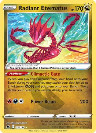 Radiant Eternatus 105/159 - Crown Zenith Holofoil - Radiant Rare
