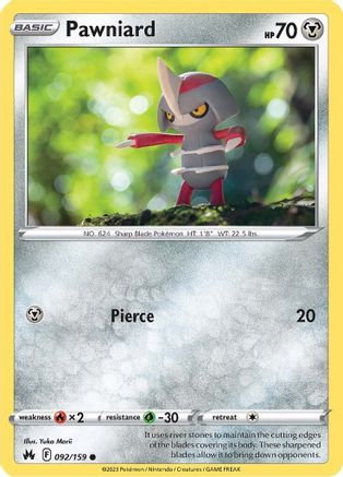 Pawniard 92/159 - Crown Zenith Reverse Holofoil