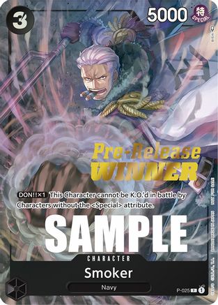 (P-025) Smoker (Pre-Release) [Winner] - One Piece Promotion Cards Foil