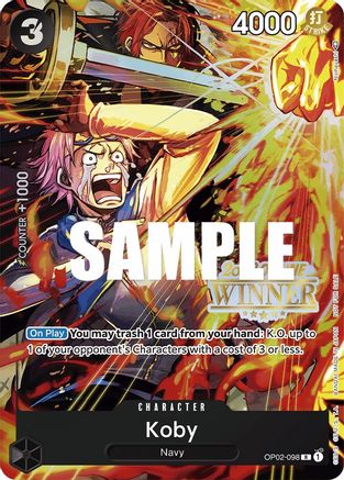 Koby (Online Regional 2023) [Winner] (OP02-098) - One Piece Promotion Cards