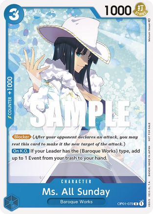 Ms. All Sunday (Promotion Pack 2023) (OP01-079) - One Piece Promotion Cards