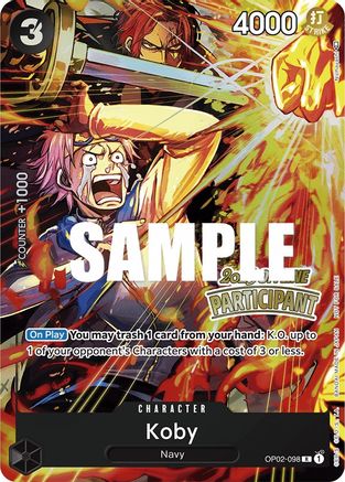 Koby (Offline Regional 2023) [Participant] (OP02-098) - One Piece Promotion Cards Foil