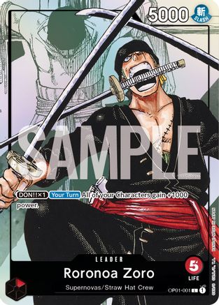 Roronoa Zoro - OP01-001 (Alternate Art) (OP01-001) - One Piece Promotion Cards Foil