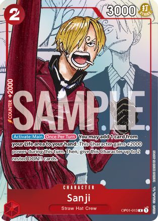 Sanji - OP01-013 (Alternate Art) (OP01-013) - One Piece Promotion Cards Foil