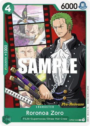 Roronoa Zoro (OP02-043) - Paramount War Pre-Release Cards