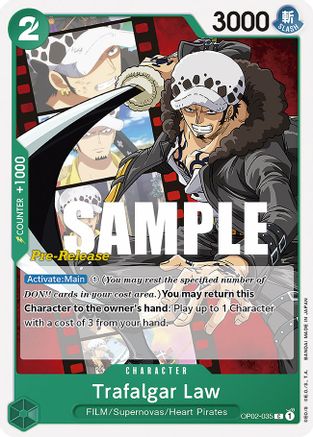 (OP02-035) Trafalgar Law - Paramount War Pre-Release Cards Normal