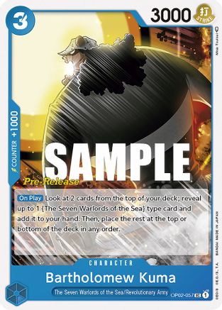 (OP02-057) Bartholomew Kuma - Paramount War Pre-Release Cards Normal
