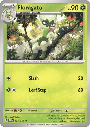 Floragato (14/198) - SV01 Scarlet & Violet Base Set Reverse Holofoil - Uncommon