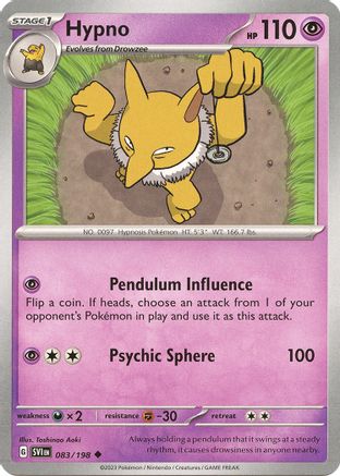 Hypno (83/198) - SV01 Scarlet & Violet Base Set Reverse Holofoil - Uncommon