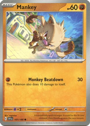 Mankey (107/198) - SV01 Scarlet & Violet Base Set Reverse Holofoil - Common