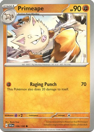 Primeape (108/198) - SV01 Scarlet & Violet Base Set Reverse Holofoil - Common