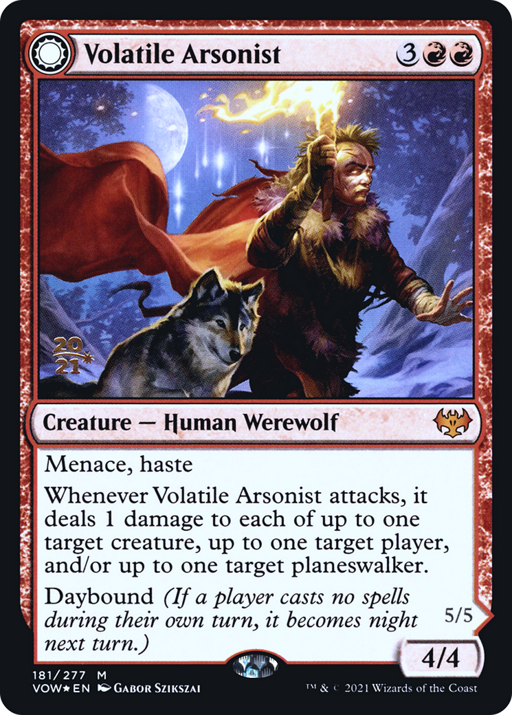 Volatile Arsonist // Dire-Strain Anarchist (PVOW-181S) - Innistrad: Crimson Vow Promos: (Double Faced Transform) Foil