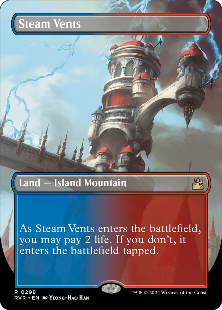 Steam Vents (Borderless) (RVR-298) - Ravnica Remastered (Borderless) Foil