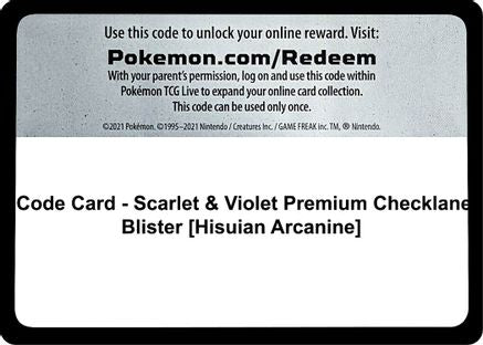 CodeCard Scarlet & Violet Premium Checklane Blister [Hisuian Arcanine] ) - SV01 Scarlet & Violet Base Set  - Code Card