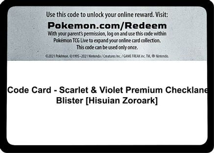 CodeCard Scarlet & Violet Premium Checklane Blister [Hisuian Zoroark] ) - SV01 Scarlet & Violet Base Set  - Code Card