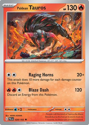 Paldean Tauros (28/193) - SV02 Paldea Evolved Reverse Holofoil - Uncommon