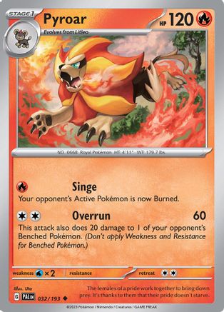 Pyroar (32/193) - SV02 Paldea Evolved Reverse Holofoil - Uncommon