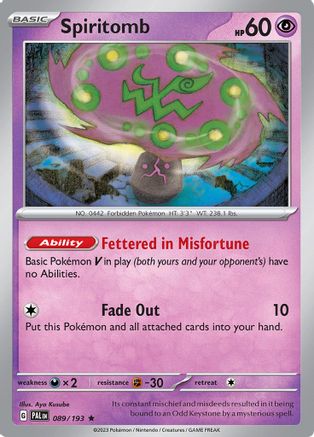 Spiritomb (89/193) - SV02 Paldea Evolved Holofoil - Rare