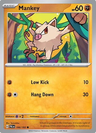 Mankey (106/193) - SV02 Paldea Evolved Reverse Holofoil - Common