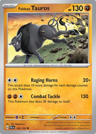 Paldean Tauros 108 - SV02 Paldea Evolved Reverse Holofoil