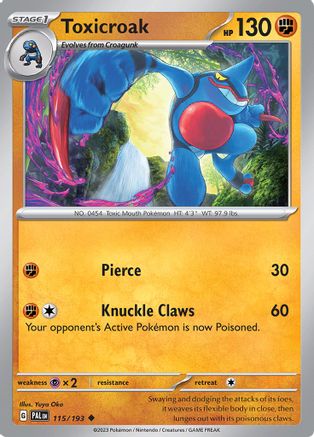 Toxicroak (115/193) - SV02 Paldea Evolved Reverse Holofoil - Uncommon