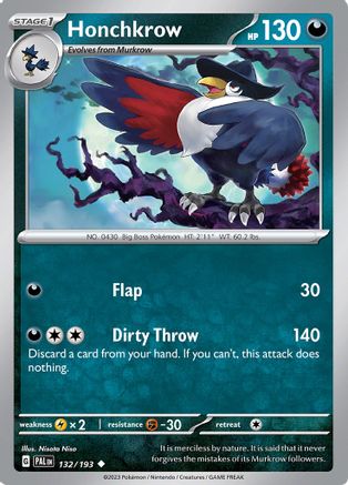 Honchkrow 132 - SV02 Paldea Evolved Reverse Holofoil