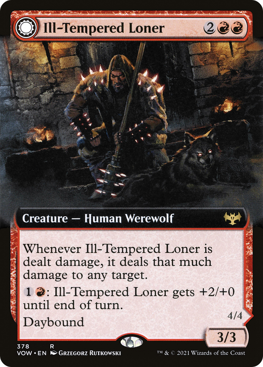 Ill-Tempered Loner // Howlpack Avenger (VOW-378) - Innistrad: Crimson Vow: (Extended Art, Double Faced Transform)