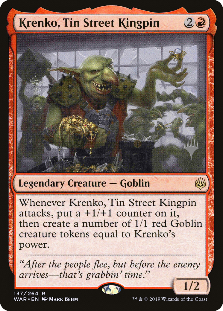 Krenko, Tin Street Kingpin (PPELD-137P) - War of the Spark Promos (Promo Pack)