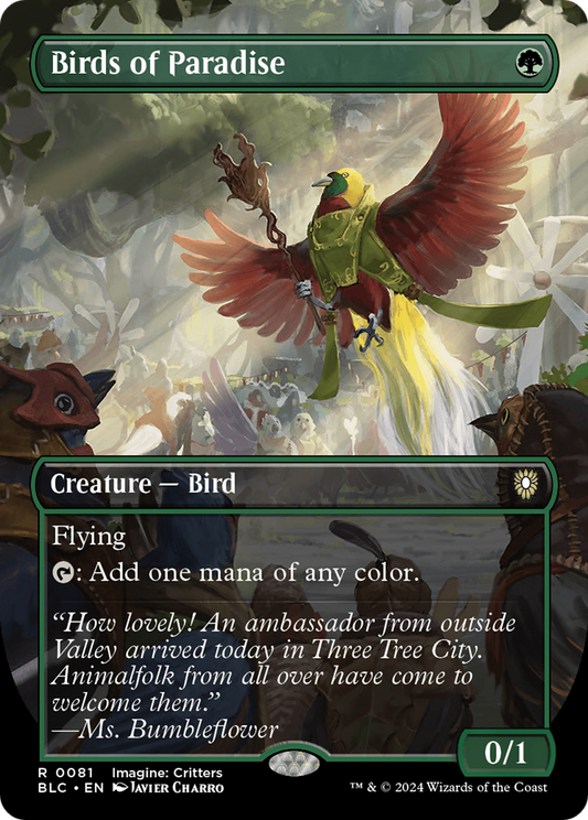 Birds of Paradise  (Borderless)(BLC-081) - Bloomburrow Commander Foil