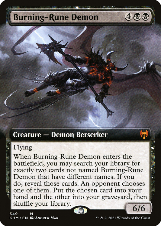 Burning-Rune Demon  (KHM-349) - Kaldheim: (Extended Art) Foil