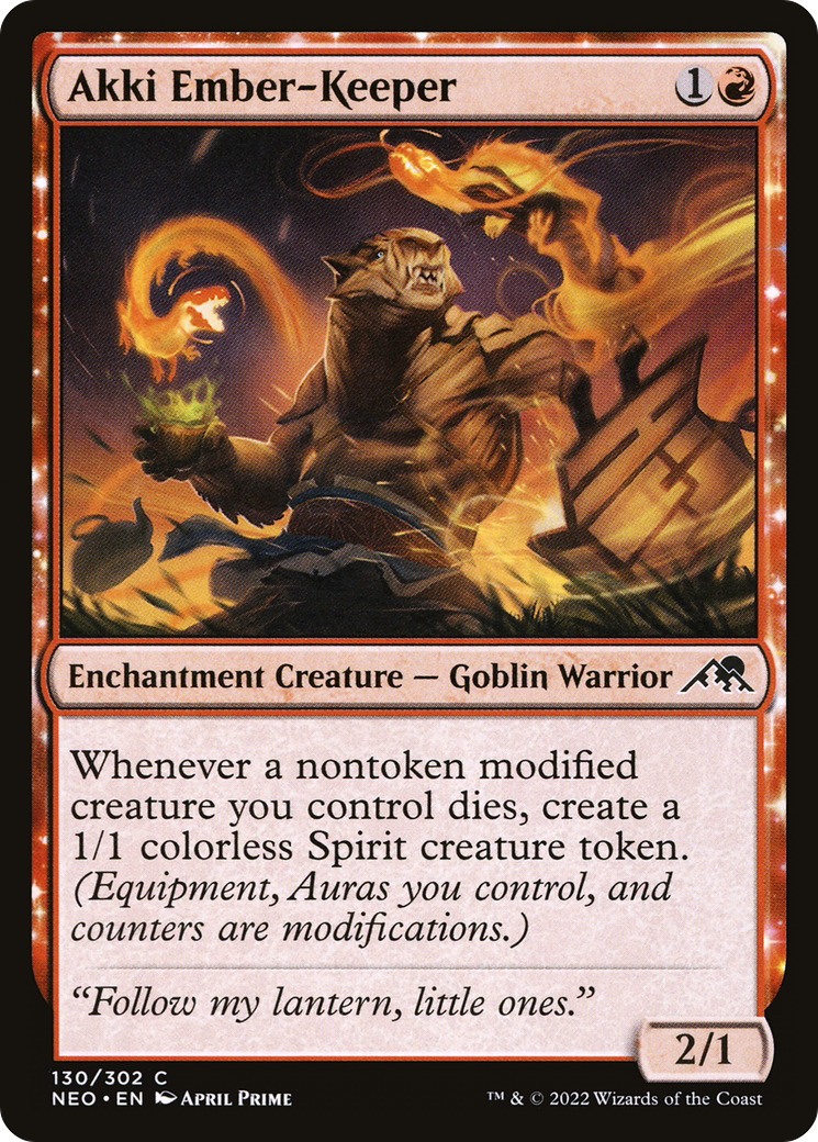 Akki Ember-Keeper (NEO-130) - Kamigawa: Neon Dynasty Foil