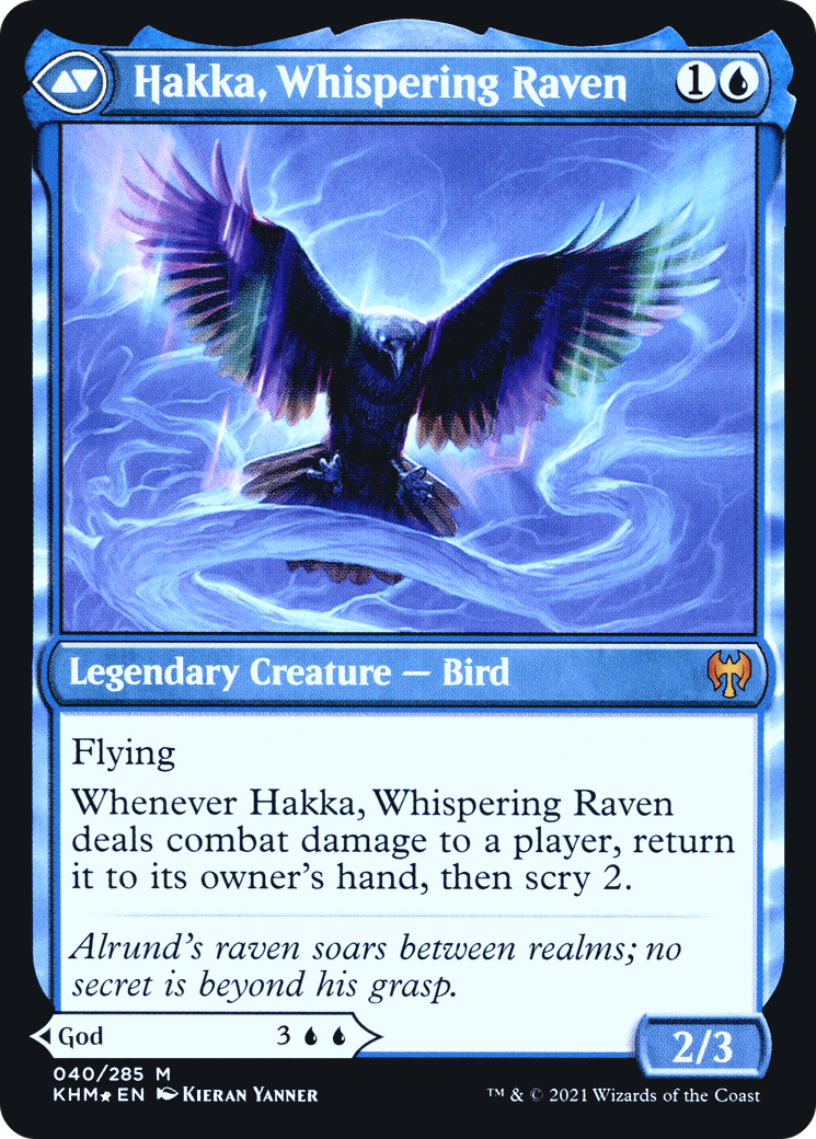 Alrund, God of the Cosmos // Hakka, Whispering Raven (PKHM-40S) - Kaldheim Promos Foil