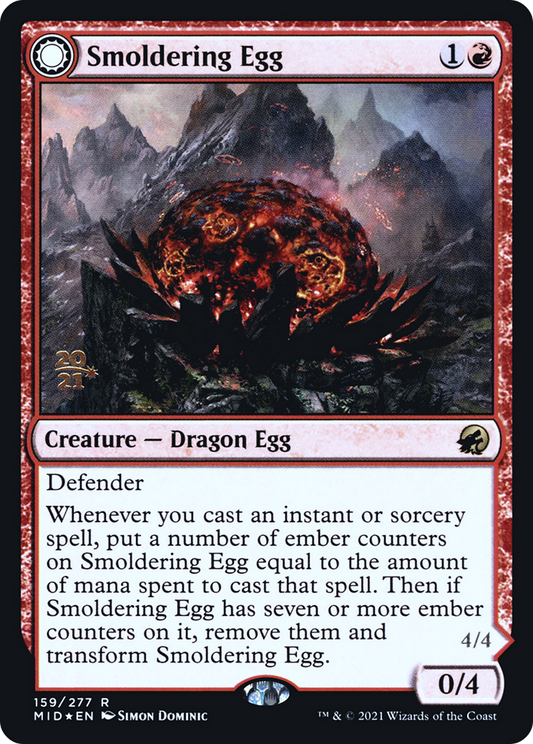 Smoldering Egg // Ashmouth Dragon (PMID-159S) - Innistrad: Midnight Hunt Promos: (Double Faced Transform) Foil