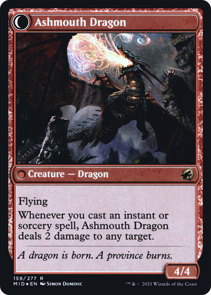 Smoldering Egg // Ashmouth Dragon (PMID-159S) - Innistrad: Midnight Hunt Promos: (Double Faced Transform) Foil