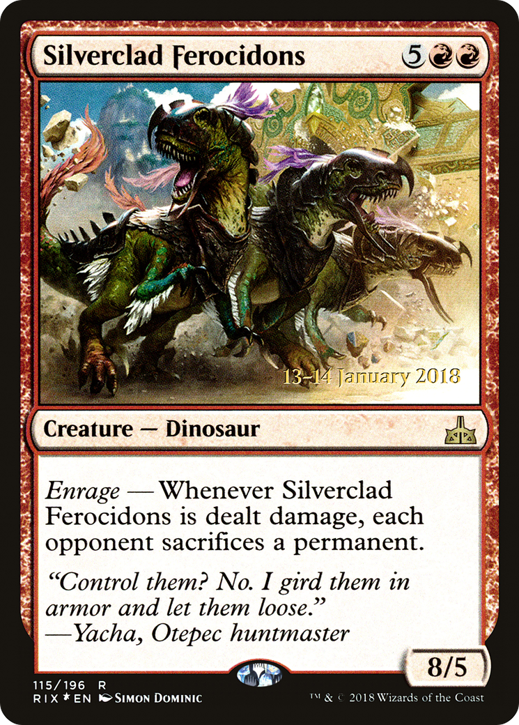 Silverclad Ferocidons (PRE-115S) - Rivals of Ixalan Promos (Prerelease) Foil