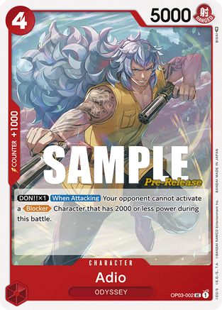 (OP03-002) Adio - Pillars of Strength Pre-Release Cards Normal