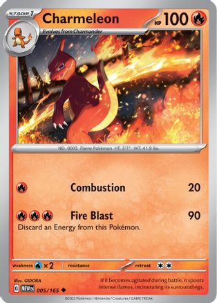 Charmeleon (5/165) - SV Scarlet & Violet 151 Reverse Holofoil - Uncommon