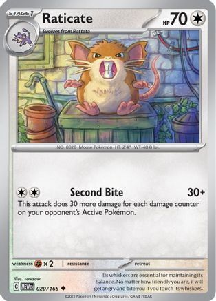 Raticate (20/165) - SV Scarlet & Violet 151 Reverse Holofoil - Uncommon