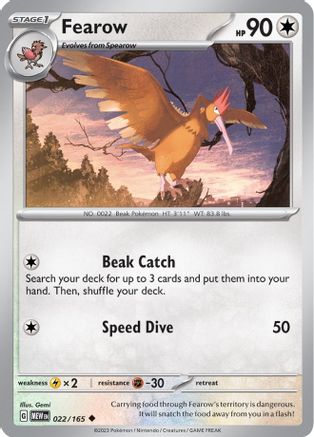 Fearow (22/165) - SV Scarlet & Violet 151 Reverse Holofoil - Uncommon