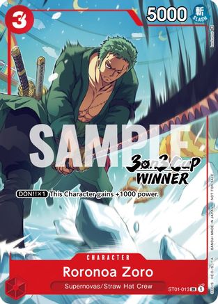 (ST01-013) Roronoa Zoro (3-on-3 Cup) [Winner] - One Piece Promotion Cards Nonfoil
