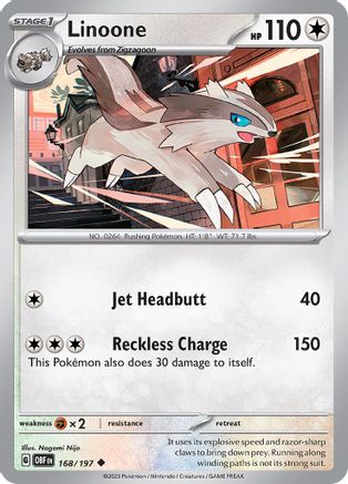 Linoone (168/197) - SV03 Obsidian Flames Reverse Holofoil - Uncommon