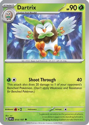 Dartrix - 014/197 - SV03 Obsidian Flames Reverse Holofoil