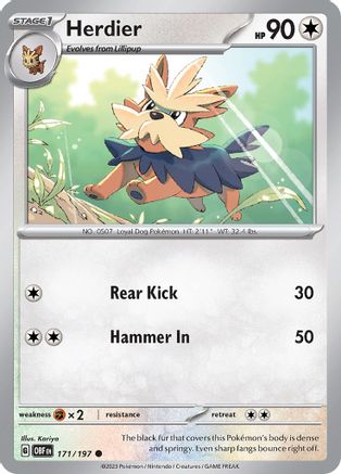 Herdier (171/197) - SV03 Obsidian Flames Reverse Holofoil - Common