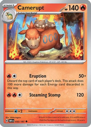 Camerupt (32/197) - SV03 Obsidian Flames  - Uncommon